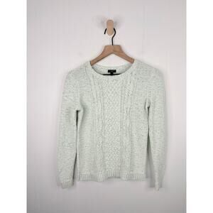 🧺 5 for $25 Sale Talbots Cream Cable Knit Sweater XS Petite Marled Crewneck